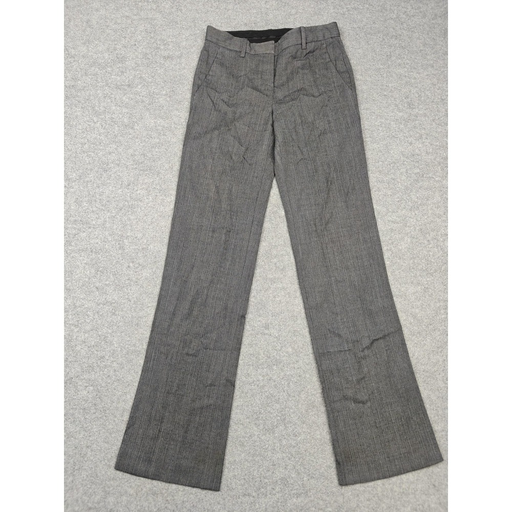 Theory Pants Womens 00 Gray Herringbone Tweed Dress Straight Leg Career Work